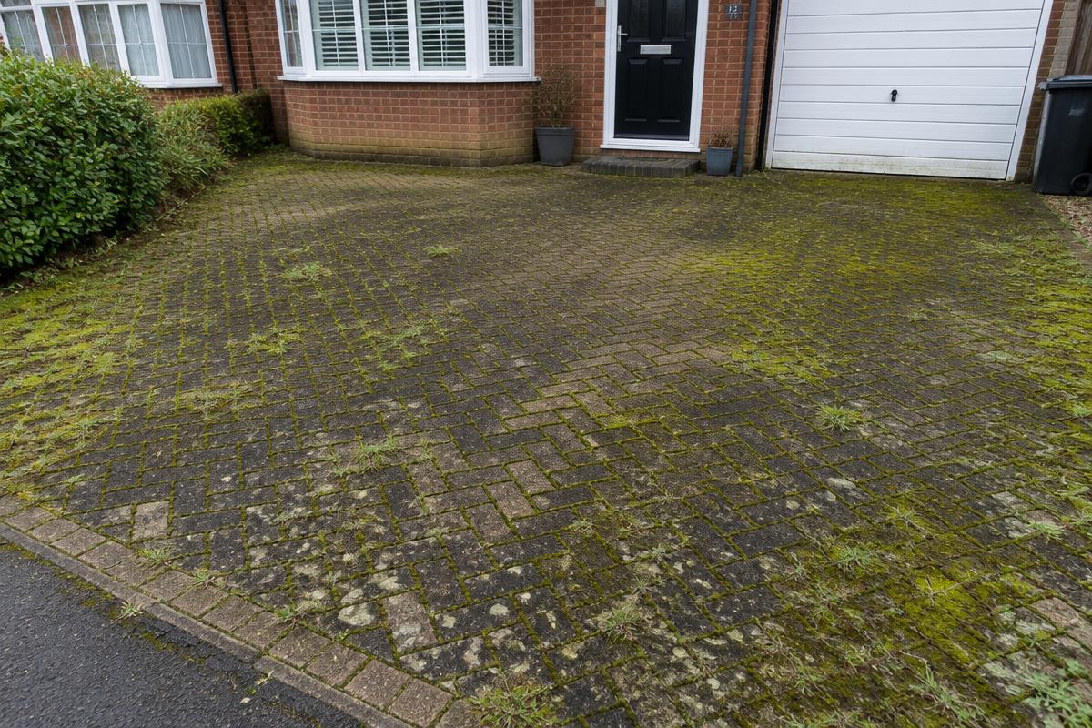 Driveway before cleaning